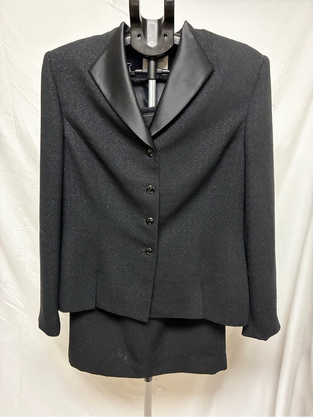 Vintage “Collection for Le Suit” Black Women's Sparkle Blazer with Satin Collar